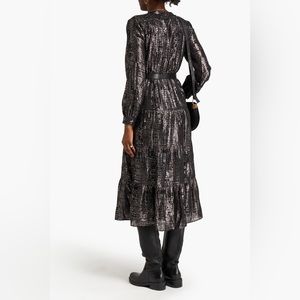 Ba&sh Sophia Metallic fil coupe silk blend georgette dress